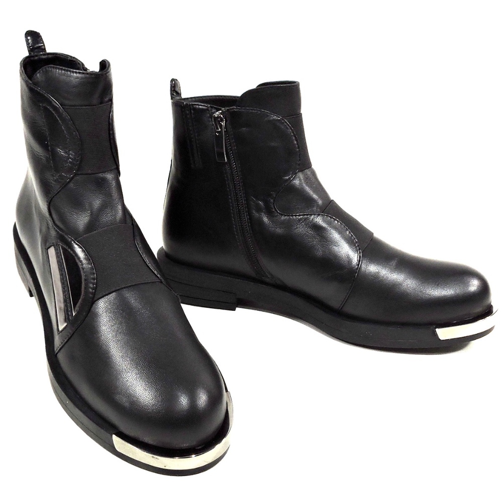 ALESSANDRO DI MARIA Black Leather Winter Bootie